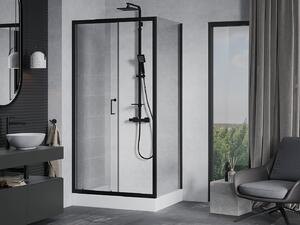 MEXEN - Apia sprchový kout, posuvné dveře, 100 x 80 cm, transparentní, černá + vanička Rio - 840-100-080-70-00-4510