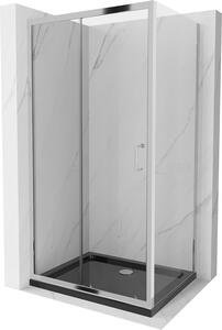 Mexen Apia sprchový kout s posuvnými dveřmi 100 (dveře) x 70 (stěna) cm, 5mm čiré sklo, chromový profil + černá sprchová vanička s chromovým sifonem,…