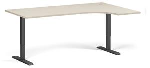 Výškově nastavitelný stůl, 1 motor, 745 - 1235 mm, rohový L/P, deska 1800 x 1200 mm, černá podnož, bříza