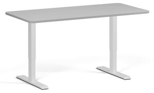 Polohovací stůl se zaoblenými rohy, 160x80 cm, 2 motory, bílá podnož, šedá