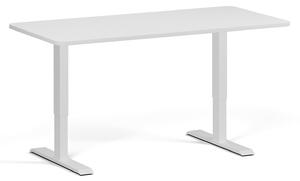 Polohovací stůl se zaoblenými rohy, 160x80 cm, 1 motor, šedá podnož, bílá