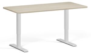 Výškově nastavitelný stůl, 1 motor, 745 - 1235 mm, zaoblené rohy, deska 1600 x 800 mm, šedá podnož, dub přírodní