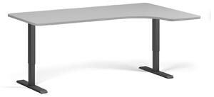 Polohovací stůl se zaoblenými rohy, 180x120 cm, 2 motory, L/P, černá podnož, šedá