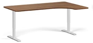 Polohovací stůl se zaoblenými rohy, 180x120 cm, 2 motory, L/P, bílá podnož, ořech