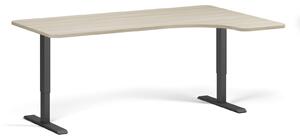Polohovací stůl se zaoblenými rohy, 180x120 cm, 2 motory, L/P, černá podnož, dub přírodní