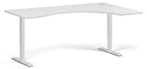 Ergonomický výškově nastavitelný stůl, 180x120 cm, 2 motory, L/P, bílá podnož, bílá