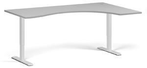 Ergonomický výškově nastavitelný stůl, 180x120 cm, 2 motory, L/P, bílá podnož, šedá