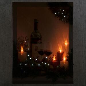 Nexos 86706 Nástěnná malba svíčky s vínem, 5 LED, 30 x 40 cm