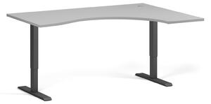 Ergonomický výškově nastavitelný stůl, 160x120 cm, 1 motor, L/P, černá podnož, šedá