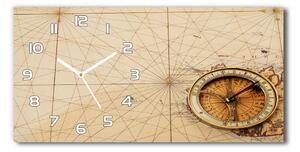 Skleněné hodiny na stěnu Kompas na mapě pl_zsp_60x30_f_122551026