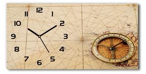 Skleněné hodiny na stěnu Kompas na mapě pl_zsp_60x30_f_122551026