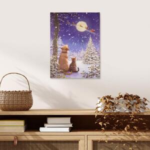 Nexos 86792 Nástěnná malba Štědrý večer v lese, 40 LED, 30 x 40 cm