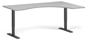 Ergonomický výškově nastavitelný stůl, 180x120 cm, 1 motor, L/P, černá podnož, šedá