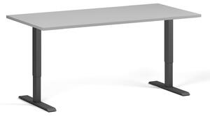 Výškově nastavitelný stůl, 1 motor, 745 - 1235 mm, deska 1600 x 800 mm, černá podnož, šedá