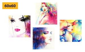 Set obrazů elegance ženy v barevném provedení