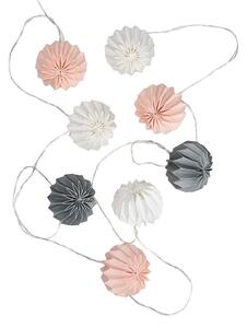 HANAMI LED Světelný řetěz lampióny 8 světel - růžová/šedá
