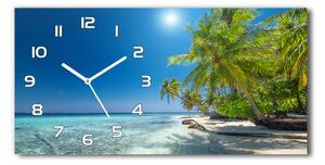 Skleněné hodiny na stěnu tiché Maledivy pláž pl_zsp_60x30_f_126748913