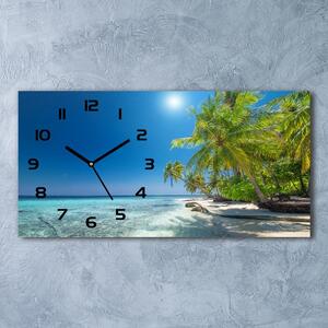Skleněné hodiny na stěnu tiché Maledivy pláž pl_zsp_60x30_f_126748913