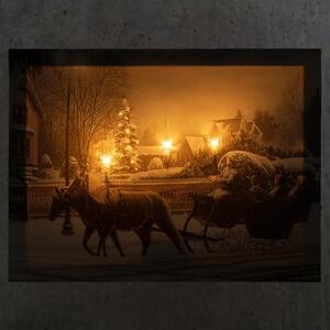 Nexos 86739 Nástěnná malba vánoční sáně, 3 LED, 30 x 40 cm