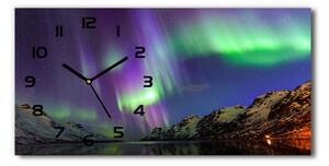 Skleněné hodiny na stěnu tiché Polární záře pl_zsp_60x30_f_130538510
