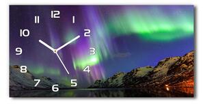 Skleněné hodiny na stěnu tiché Polární záře pl_zsp_60x30_f_130538510
