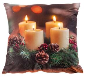Polštářek s LED světlem ADVENTNÍ VĚNEC 40 x 40 cm