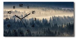 Skleněné hodiny na stěnu tiché Mlha nad lesem pl_zsp_60x30_f_134224571