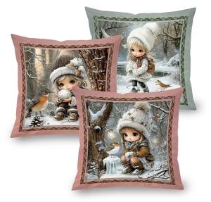 Sada 3 ks povlaků na polštářky WINTER GIRLS 45 x 45 cm