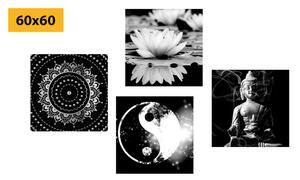 Set obrazů Feng Shui v černobílém provedení