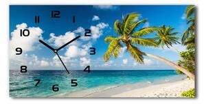 Skleněné hodiny na stěnu tiché Maledivy pláž pl_zsp_60x30_f_139579212