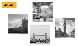 Set obrazů tajemný Londýn v černobílém provedení