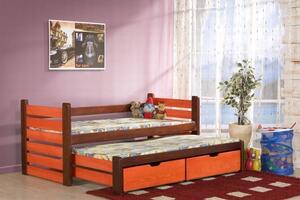 Rozkládací dětská postel s přistýlkou a úložným prostorem Matěj, masiv borovice