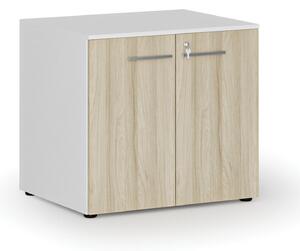 Kancelářská skříň s dveřmi PRIMO WHITE, 800 x 640 x 735 mm, bílá/dub přírodní
