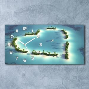 Skleněné hodiny na stěnu Ostrovy tvar srdce pl_zsp_60x30_f_14973278