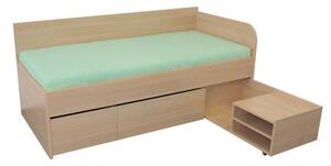 Rohová vyvýšená dětská postel s úložným prostorem INA, 90x200