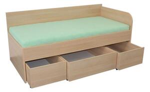 Rohová vyvýšená postel s úložným prostorem EMA, 90x200