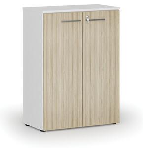 Kancelářská skříň s dveřmi PRIMO WHITE, 1087 x 800 x 420 mm, bílá/dub přírodní