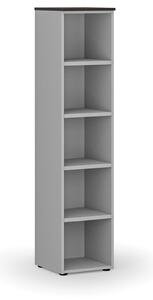 Kancelářský regál PRIMO GRAY, 1781 x 400 x 420 mm, šedá/wenge