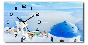 Skleněné hodiny na stěnu Santorini Řecko pl_zsp_60x30_f_183531188