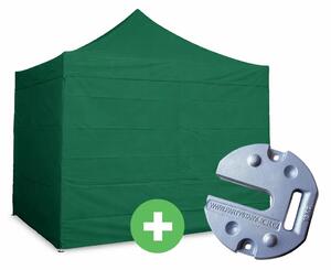 Nůžkový stan 3x3m ALU PREMIUM SET - plné bočnice + závaží barva Zelená