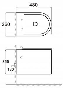 Mexen SOFIA Rimless závěsná wc mísa se sedátkem s pomalým zavíráním, 48 x 36 cm, černá matná, 3354XX85+39010185