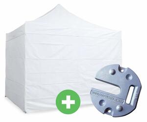 Nůžkový stan 3x3m ALU PREMIUM SET - plné bočnice + závaží barva Bílá