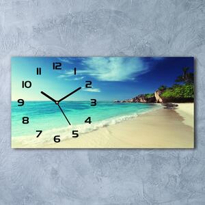 Skleněné hodiny na stěnu tiché Seychely pláž pl_zsp_60x30_f_188699214
