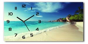 Skleněné hodiny na stěnu tiché Seychely pláž pl_zsp_60x30_f_188699214