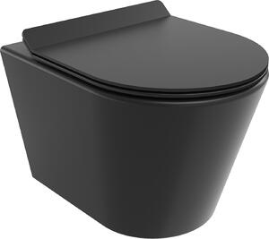 Mexen Rico závěsné wc Rimless s toaletním sedátkem Slim z duroplastu, černá matná - 30720185