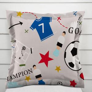 Biante Dětský bavlněný povlak na polštář s lemem Sandra SA-646 Fotbal to je hra - na šedém 40 x 40 cm