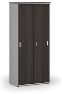 Skříň se zasouvacími dveřmi PRIMO GRAY, 1781 x 800 x 420 mm, šedá/wenge