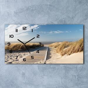 Skleněné hodiny na stěnu Stezka na pláži pl_zsp_60x30_f_31531037