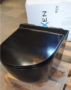Mexen LENA Rimless mísa závěsná se sedátkem + závěsný bidet, 48 x 36 cm, černá, 35224885 + 30220185