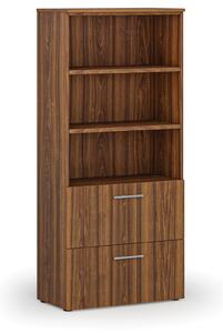 Skříň se zásuvkami pro závěsné složky PRIMO WOOD, 800 x 420 x 1781 mm, ořech